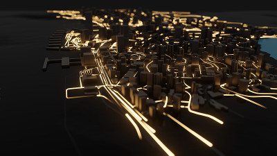 现代城市夜间交通道路