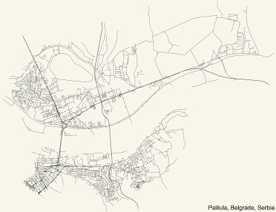 塞尔维亚贝尔格莱德帕利卢拉市街道道路图