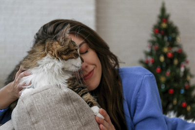 年轻女子和她的猫