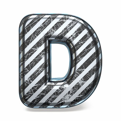 条纹钢黑色刮花字体字母D 3D