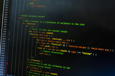 网站代码的特写。用javascript (jquery)编写的函数。Web开发人员。