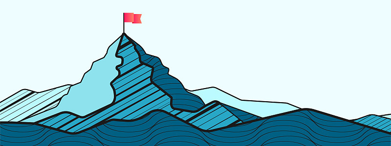 山与旗帜在顶部插图