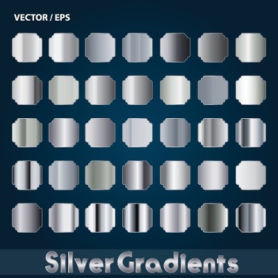 Set of Silver Chrome Gradients with stroke