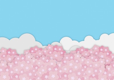 天空和樱花的插画像一个纸工艺品