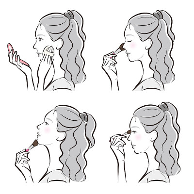 一个女人化妆的插图