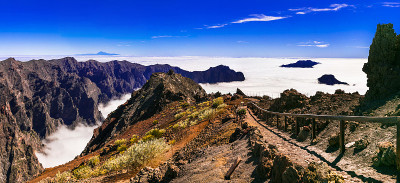 MIrador Roque de los Muchachos -棕榈，加那利群岛。受欢迎的旅游胜地