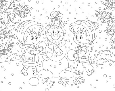 孩子们在堆圣诞雪人