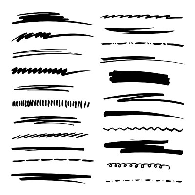Hand drawn collection set of underline strokes in 