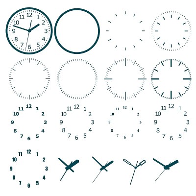 A set for designing a model of a clock.