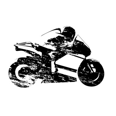 公路摩托车手，刮伤的矢量剪影