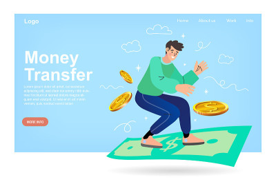 在线金钱支付转移插图向量。