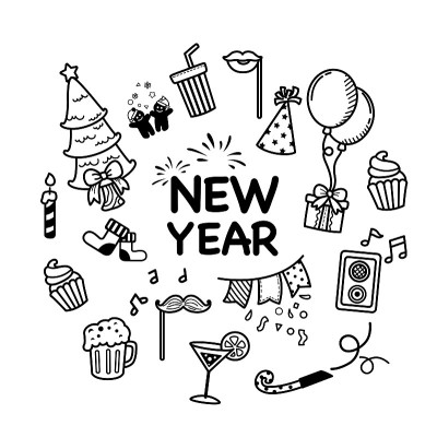 手绘集新年快乐，圣诞快乐