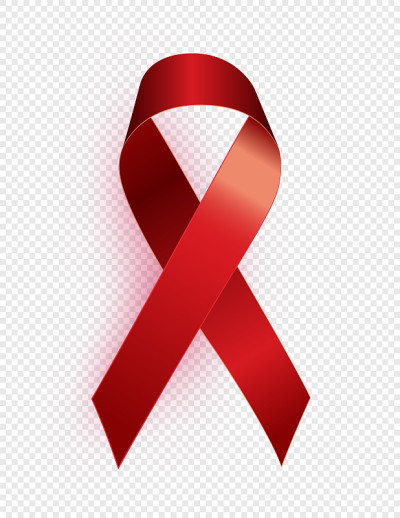 Red Ribbon Sign on Transparent Background. 1 Decem