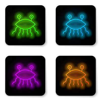 Glowing neon line Pastafarianism icon isolated on 