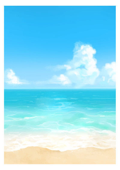 日间热带海滩矢量图。