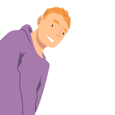 微笑的男人看着相机从上方矢量插图