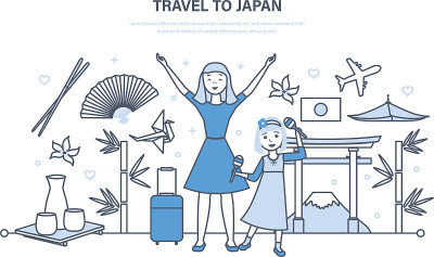 妈妈带着女儿去日本旅游，熟悉文化、景点