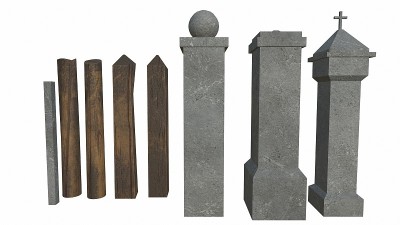 白色背景上的老石柱3d渲染