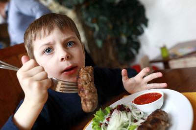 Child has veal lula kebab