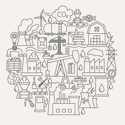 石油工业线图标圈
