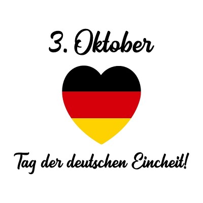 手画心与“3。Oktober。Tag der deutschen Eincheit“引用德语，翻译过