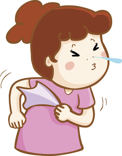生病的女人打喷嚏卡通向量