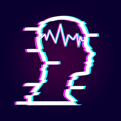 扭曲的小故障风格的肖像