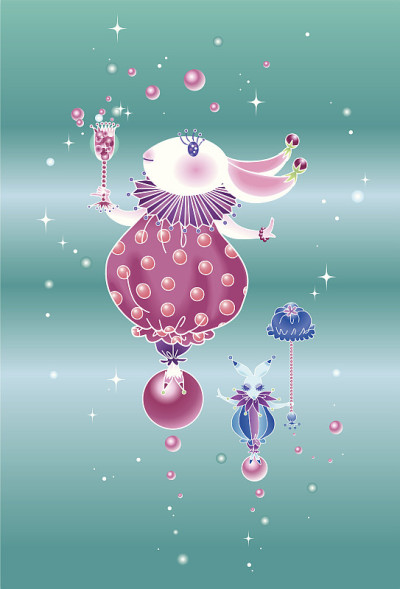 Illustration of rabbit　'ルビー色のしゃぼんがうまれるところ'