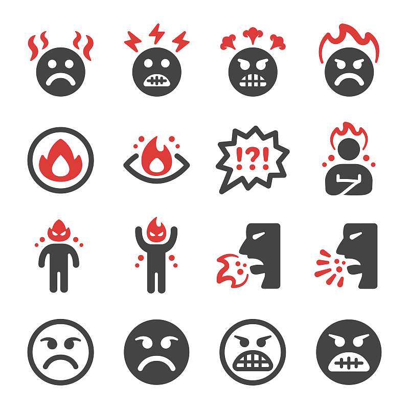 angry icon set