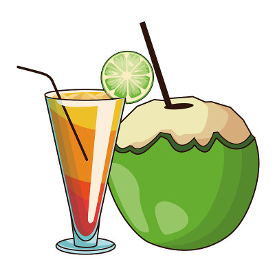 杯子和椰子鸡尾酒