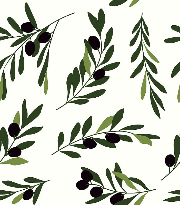 Seamless pattern of olive branches background elem