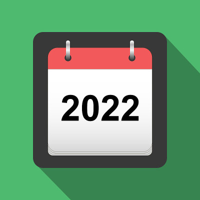 2022日历平面图标，标题页为2022日历平面样式，矢量