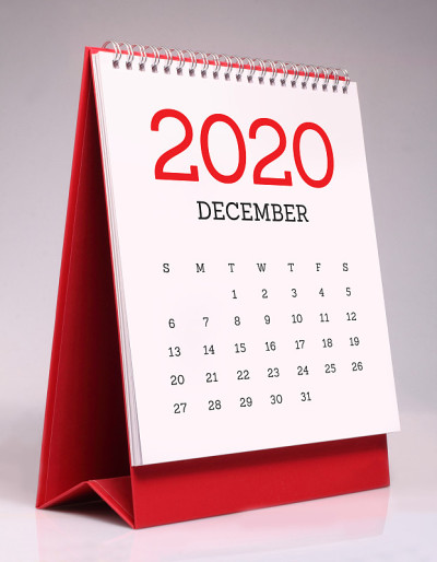 简单的台历2020 - 12月
