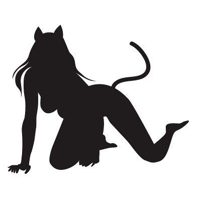 向量剪影性感的猫女人