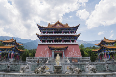 中国云南的佛教寺庙建筑