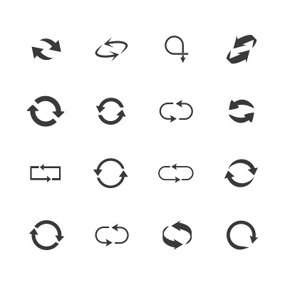 Repeat icons set. set of 16 refresh filled icons s