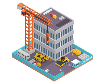 现代等距建筑工地发展插图