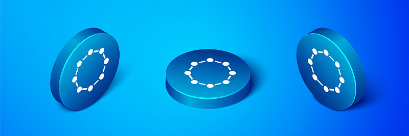 Isometric Chemical formula icon isolated on blue b