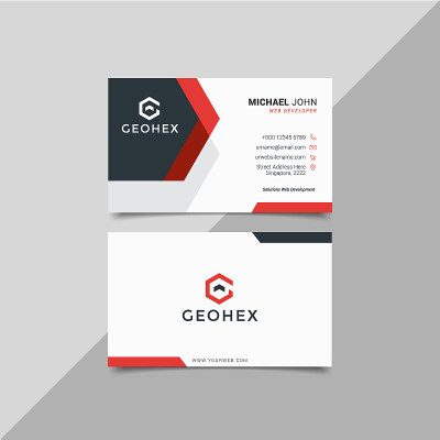 Modern business card template red black colors. Fl