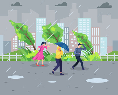 矢量图暴雨概念