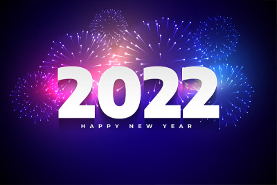 2022年快乐新年庆典五彩缤纷的烟花背景