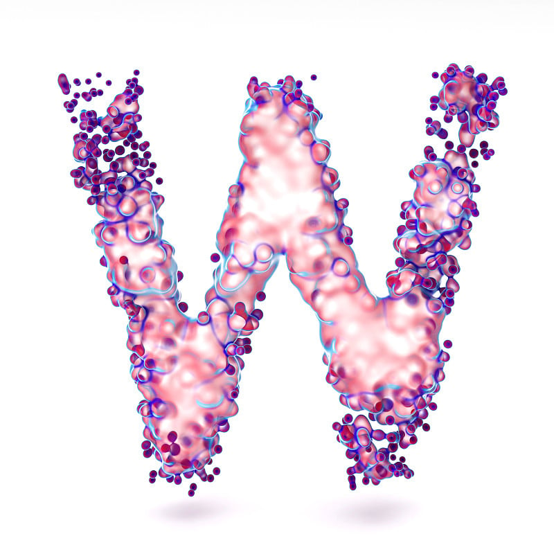 3D字母W与抽象的生物纹理