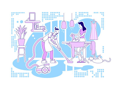 房屋杂务平面剪影矢量插图