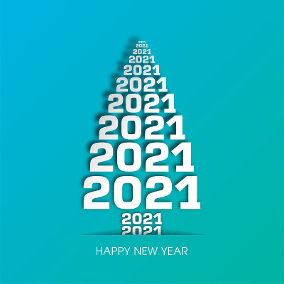 2021年新年快乐文本设计向量。
