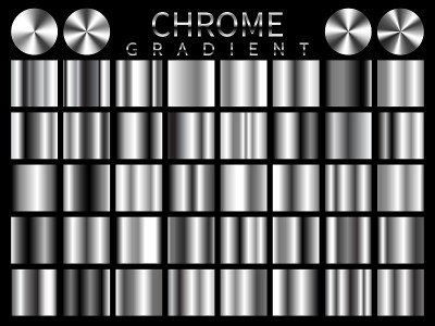 Chrome背景纹理矢量图标无缝模式。灯光，现实，优雅，闪亮，金属和铬渐变插图