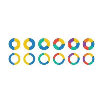 饼图图标向量图图表符号，用于大数据分析报告和统计信息的平面颜色