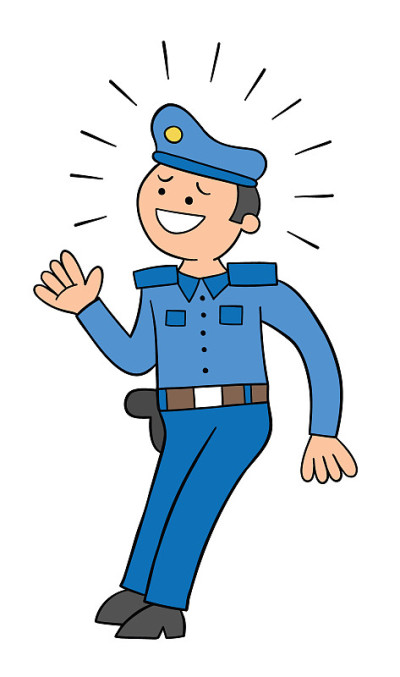 卡通警察害怕，矢量插图