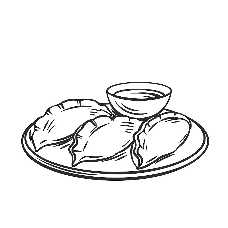 Dumplings chinese cuisine outline icon