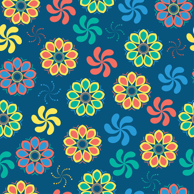 Seamless ethnic blooming mandala flower ditsy vect