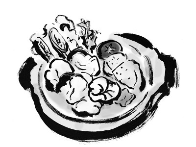 手绘笔画的日本食物安基摩